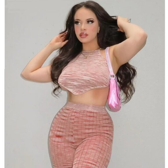 Halter Top Fashion Nova Fabiola Marled Knit New With Tags Size Large - Picture 1 of 5